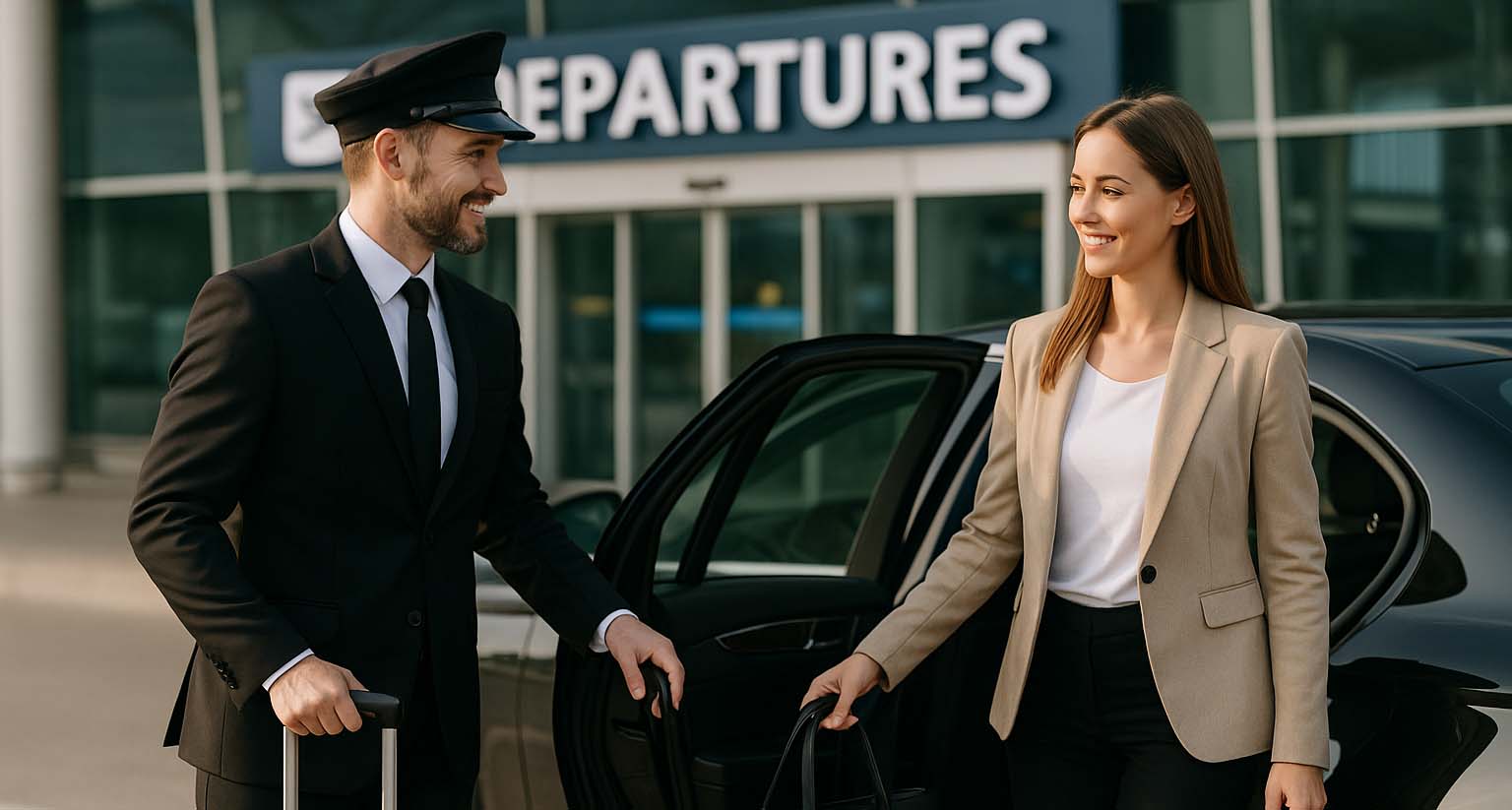 Chauffeur receiving a passenger at the airport